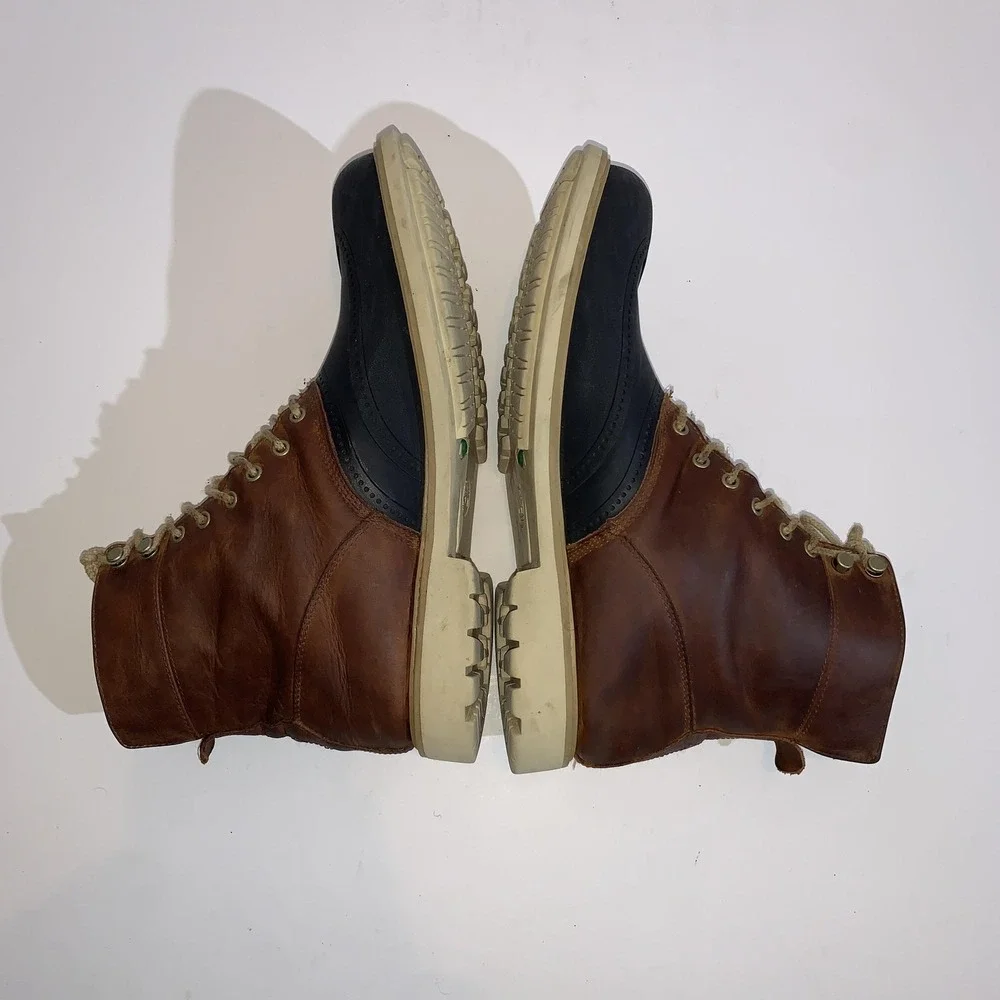 Timberland Duck Boots Mens Size 9.5 Brown Leather Wingtip Waterproof A17XT